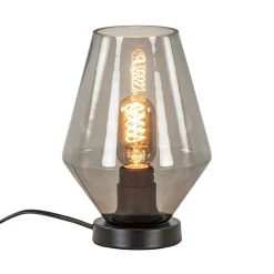 Kleine tafellamp zwart met smoke glas