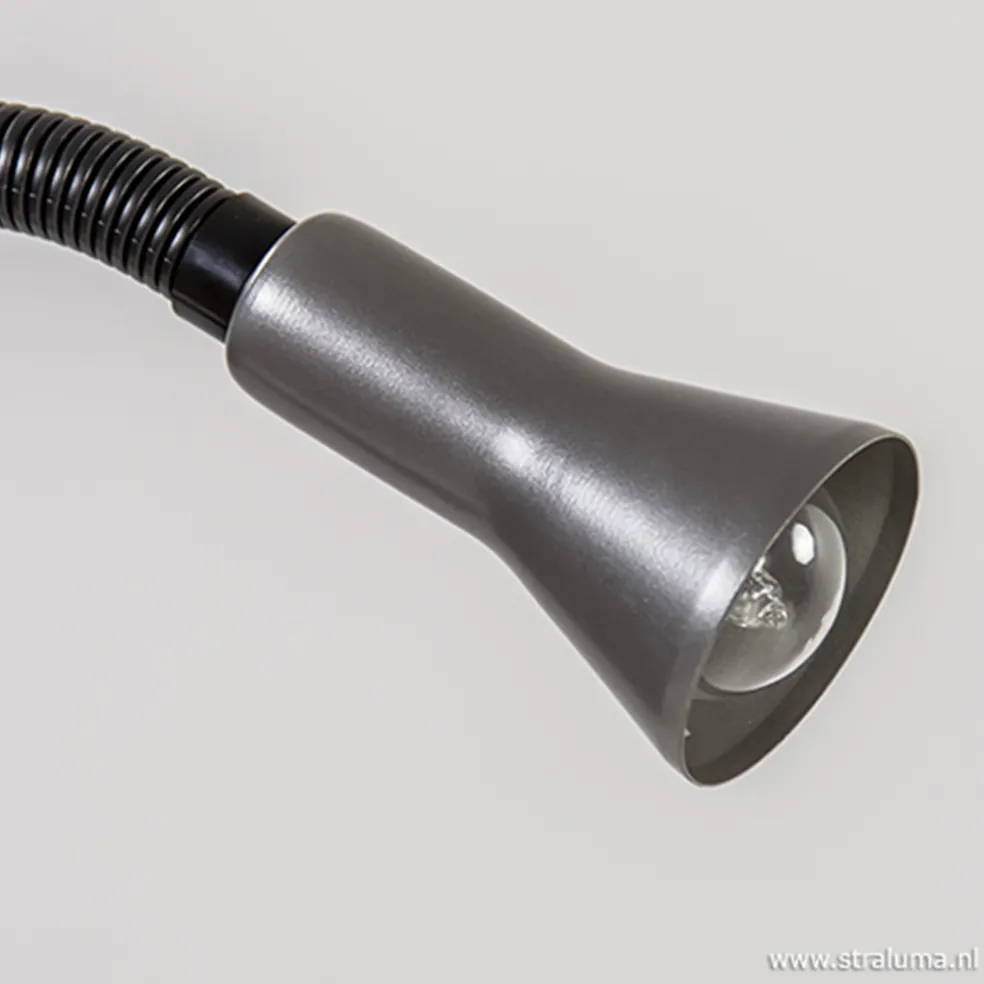 Klemplamp bureau/tafel zwart zilvergrijs