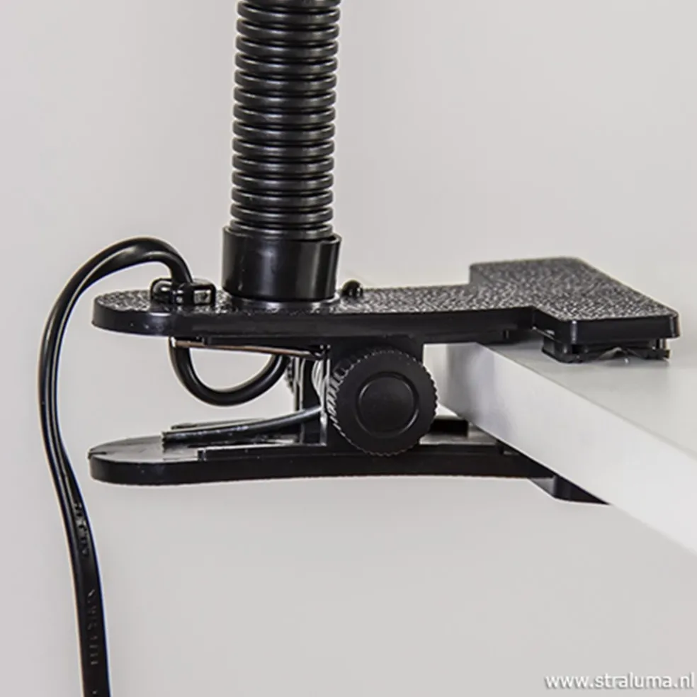 Klemplamp bureau/tafel zwart zilvergrijs