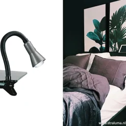 Klemplamp bureau/tafel zwart zilvergrijs