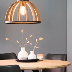 Landelijk hanglamp Djem hout/zink