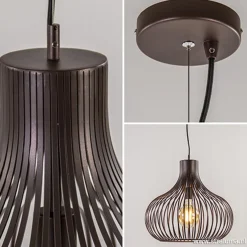 Landelijke draadlamp-hanglamp bruin 48cm