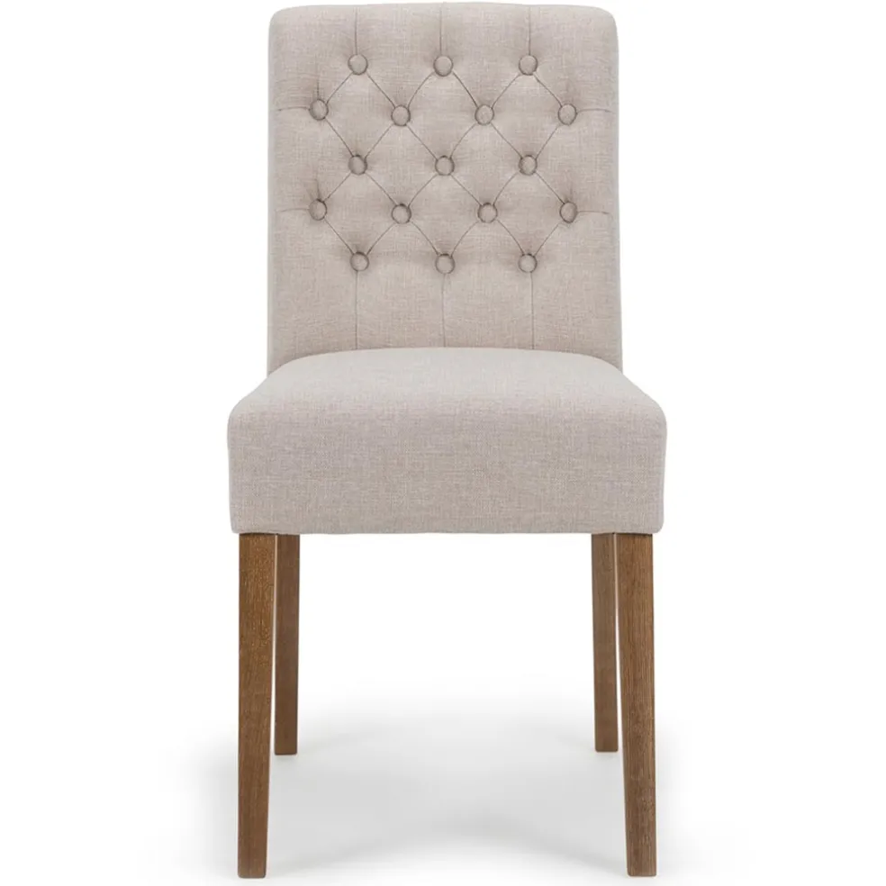 Landelijke eetkamerstoel stof met eiken pootjes