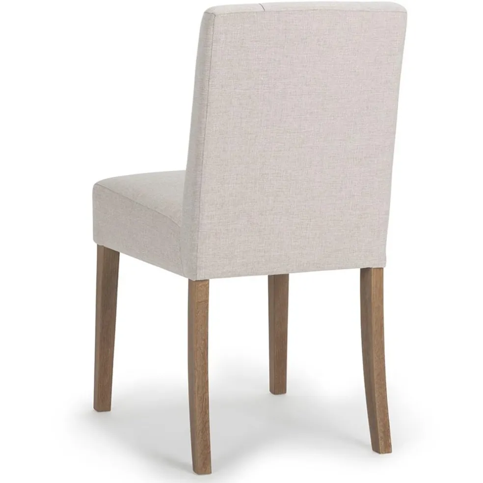 Landelijke eetkamerstoel stof met eiken pootjes