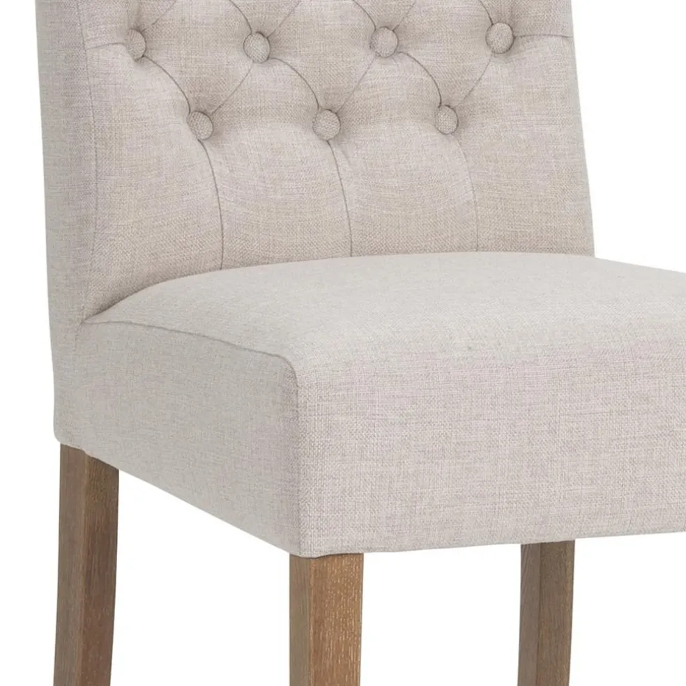 Landelijke eetkamerstoel stof met eiken pootjes