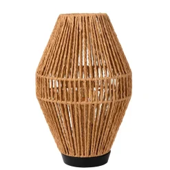 Landelijke tafellamp papier naturel met zwart