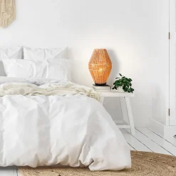 Landelijke tafellamp papier naturel met zwart