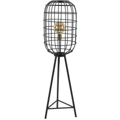 Landelijke vloerlamp Toah mat zwart met brons