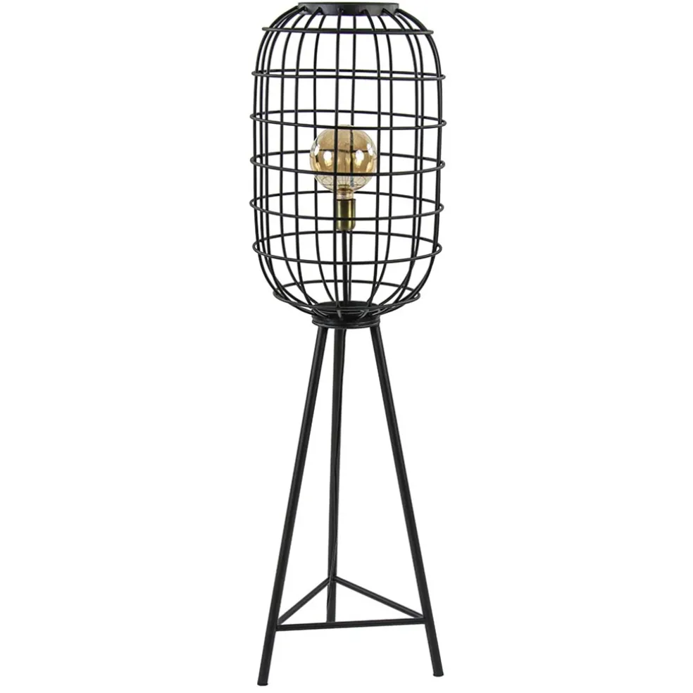 Landelijke vloerlamp Toah mat zwart met brons