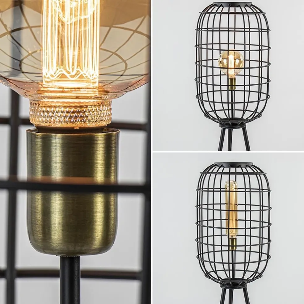 Landelijke vloerlamp Toah mat zwart met brons