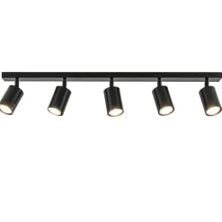 Langwerpige GU10 5-lichts opbouwspot mat zwart