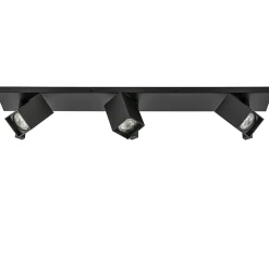 Langwerpige 3L opbouwspot met vierkante spots zwart