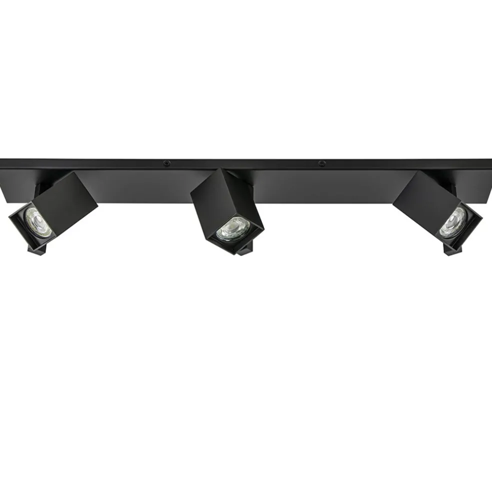 Langwerpige 3L opbouwspot met vierkante spots zwart