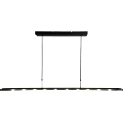 Langwerpige LED hanglamp zwart met smoke glas 170 cm