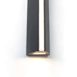 Langwerpige zwarte buitenlamp up+down en front