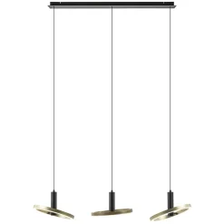 LED eettafelhanglamp 3-lichts balk zwart/goud dimbaar