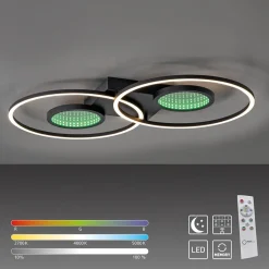 LED plafondlamp zwart ringen met RGB en memory