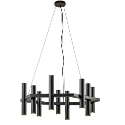 12-Lichts design hanglamp 6-hoekig mat zwart