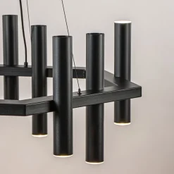 12-Lichts design hanglamp 6-hoekig mat zwart