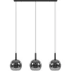 3-Lichts eettafelhanglamp mat zwart met smoke glas 30 cm