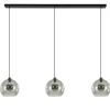 3-Lichts eettafelhanglamp met smoke glazen bollen