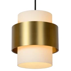 3-Lichts eettafelhanglamp mat goud met opaal glas