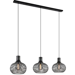 3-Lichts eettafelhanglamp onion mat zwart