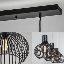 3-Lichts eettafelhanglamp onion mat zwart
