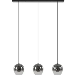 3-Lichts eettafelhanglamp smoke/helder glas