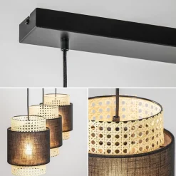 3-Lichts eettafelhanglamp webbing met zwart