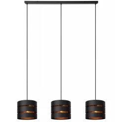 3-Lichts eettafelhanglamp zwart met goud