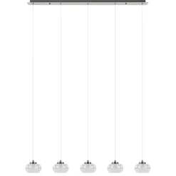5-Lichts hanglamp chroom met helder glas en dimbaar LED