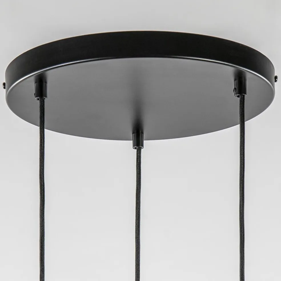 3-Lichts hanglamp cilinders mat zwart met goud rond