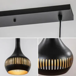 3-Lichts hanglamp kegels mat zwart met goud