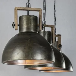 3-Lichts hanglamp Shelly landelijk metaal met hout