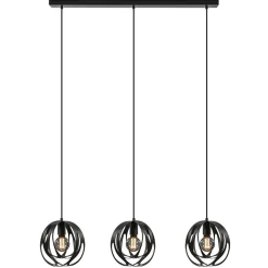 3-Lichts hanglamp zwart met ronde kappen