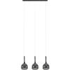 3-Lichts hanglamp zwart met smoke glazen kappen