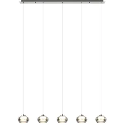 5-Lichts LED eettafelhanglamp smoke glas dimbaar