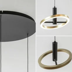 3-Lichts LED hanglamp ringen rond zwart/goud dimbaar