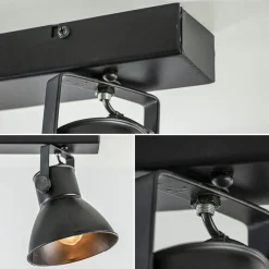 2-Lichts metalen plafondlamp Eliano mat zwart