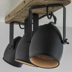 3-Lichts opbouwspot mat zwart met hout