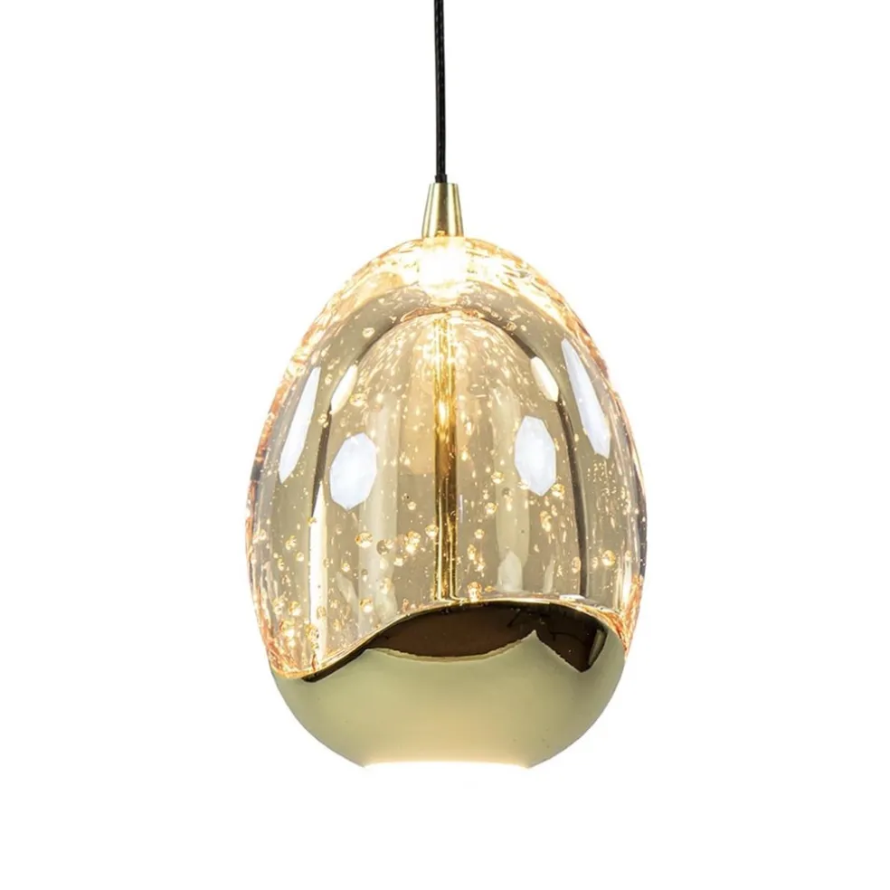 8-Lichts ovale hanglamp eggs zwart/goud