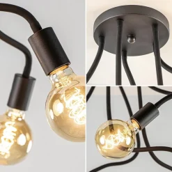 5-Lichts plafondlamp mat zwart met flexibele armen