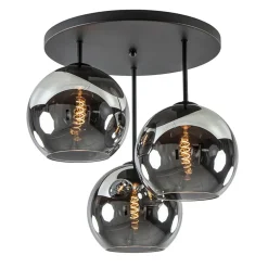 3-Lichts plafondlamp mat zwart met titanium glas