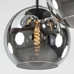 3-Lichts plafondlamp mat zwart met titanium glas
