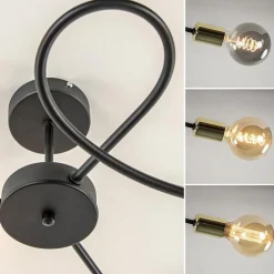 3-Lichts plafondlamp zwart met gouden pendels