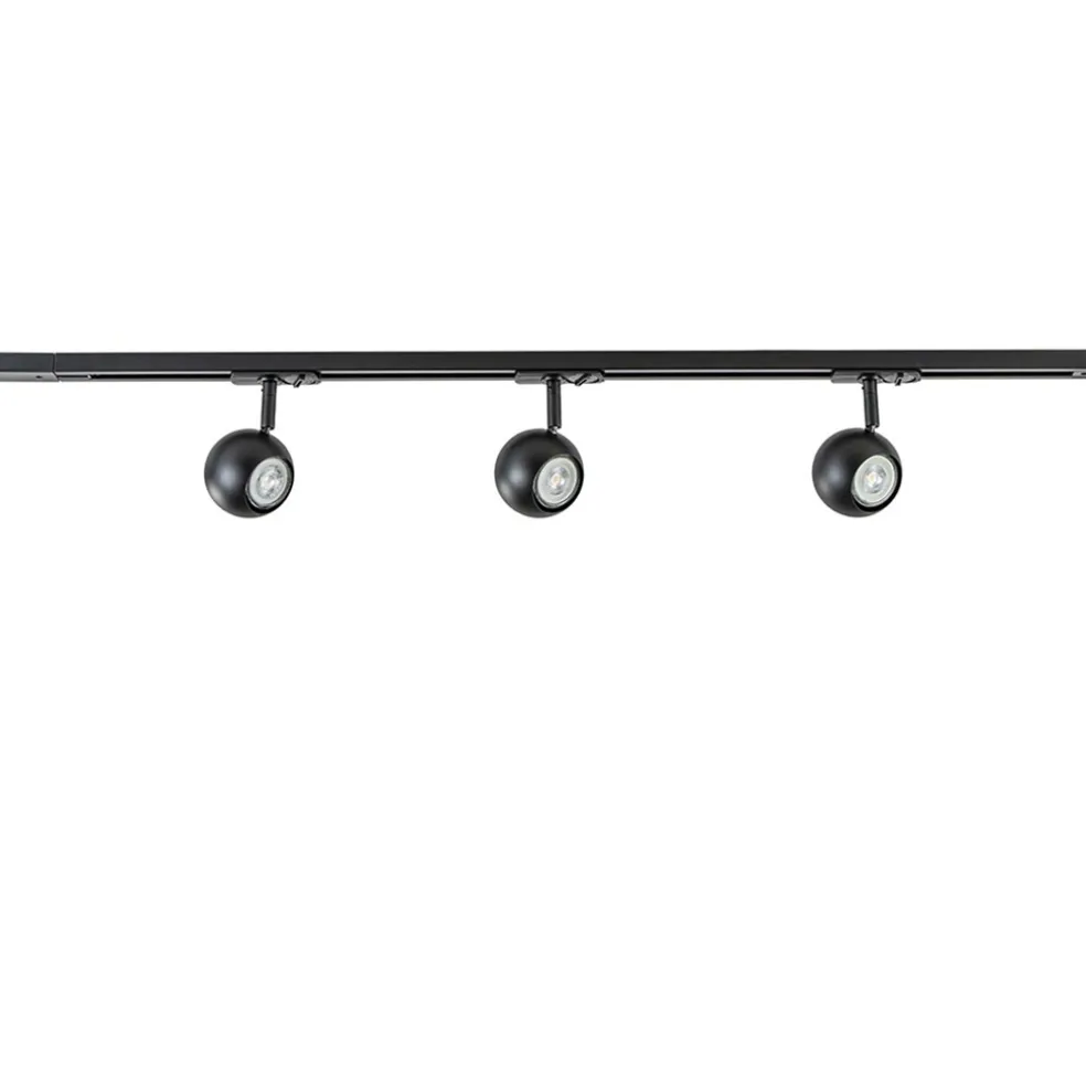 3-Lichts railsysteem 1-fase met verstelbare ronde spots