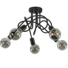 5-Lichts retro plafondlamp mat zwart