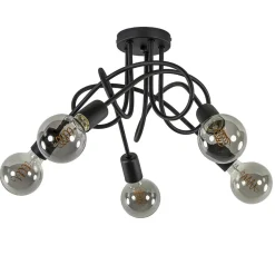 5-Lichts retro plafondlamp mat zwart