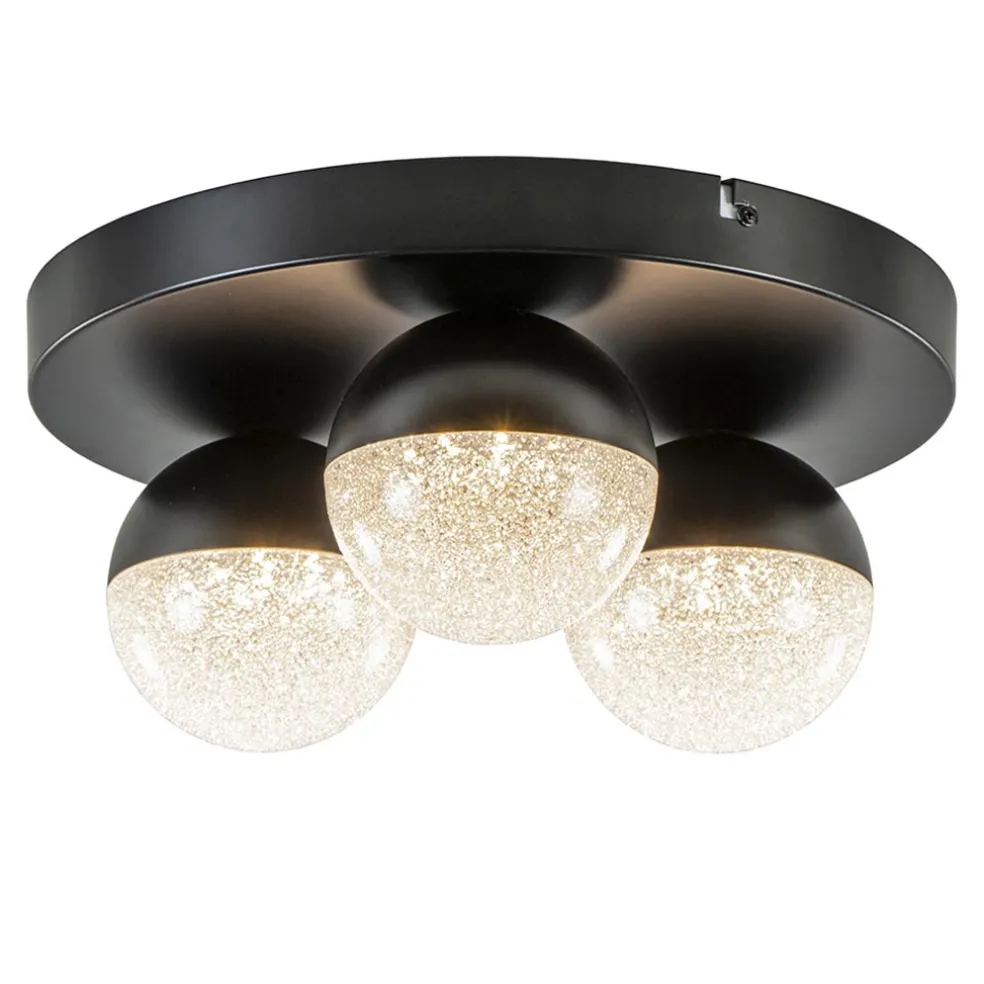 3-Lichts ronde LED plafondlamp zwart 3-standen dimbaar